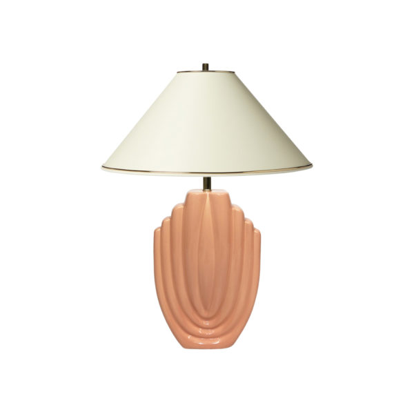 1980s Salmon Pink Ceramic Table Lamp Hollywood Regency Retro Vintage 1980s Salmon Pink Ceramic Table Lamp Hollywood Regency Retro Vintage