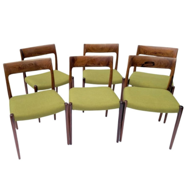 Danish design dining chairs in Rosewood by Niels Otto Moller , set of 6