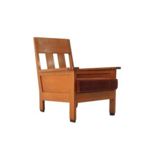 1920s Amsterdam School smoke chair in solid oak