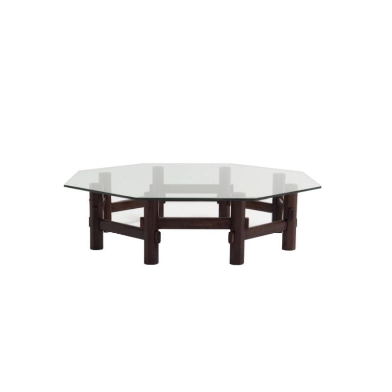 Italian styled coffee table in rosewood with glass top