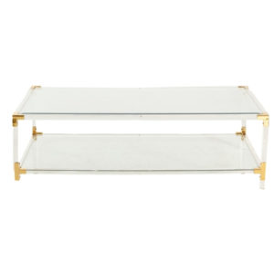 GLASS AND BRASS COFFEE TABLE