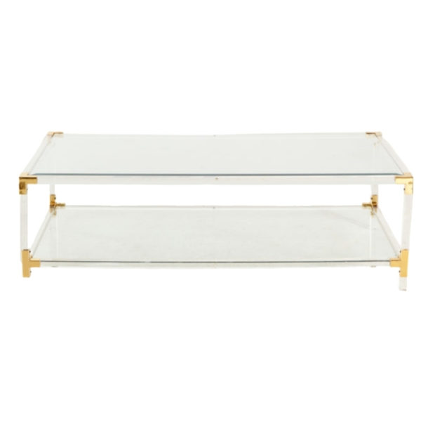 GLASS AND BRASS COFFEE TABLE