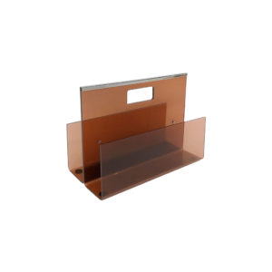 Michel Dumas Smoked Acrylic Magazine Rack 1970s Hollywood Regency Modernist