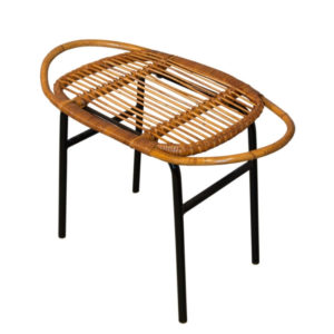 Mid Century Rattan Stool by Alan Fuchs for Experimental Housing Project Invalidovna in Prague