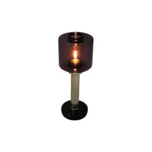 Swedish Candle holder with coloured glassdome by Östlings, Gnosjö 1960s