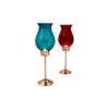 Swedish Candle holder pair with coloured glassdomes by Gnosjö Konstmide 1960s