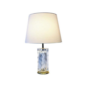 Swedish crystal glass and brass table lamp by Olle Alberius for Orrefors 1970s