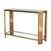 Vintage Italian Maple wood and Brass Console Table. 1970s