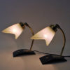 Scandinavian pair of glass and brass table & wall lamp 1950s
