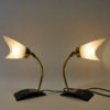 Scandinavian pair of glass and brass table & wall lamp 1950s