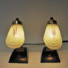 Scandinavian pair of glass and brass table & wall lamp 1950s