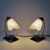 Scandinavian pair of glass and brass table & wall lamp 1950s