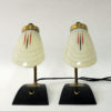 Scandinavian pair of glass and brass table & wall lamp 1950s