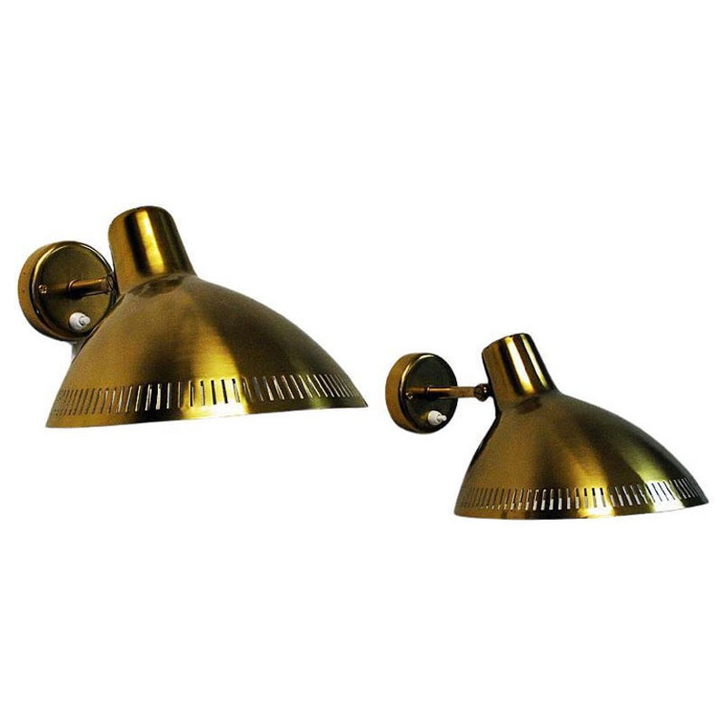 Lovely Brass wall lamp pair by Hans Bergström for Atelje Lyktan Sweden 1960s