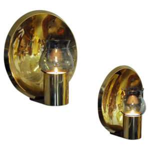 Norwegian pair of Vintage Brass Wall Candleholders by Colseth 1960s