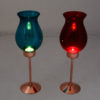 Swedish Candle holder pair with coloured glassdomes by Gnosjö Konstmide 1960s
