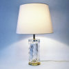 Swedish crystal glass and brass table lamp by Olle Alberius for Orrefors 1970s Swedish crystal glass and brass table lamp by Olle Alberius for Orrefors 1970s