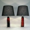 Red glass tablelamp pair by Carl Fagerlund for Orrefors, Sweden 1960s
