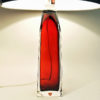 Red glass tablelamp pair by Carl Fagerlund for Orrefors, Sweden 1960s