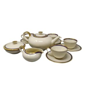 1950s Gorgeous White, Blue and Gold Tea Set/Coffee Set in Bavaria Porcelain. Made in Germany