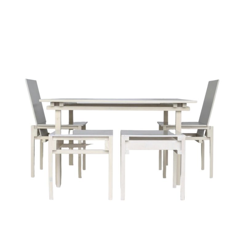 Dining Table & Chairs Set in the Style of Gerrit Rietveld, 1980s, Set of 5