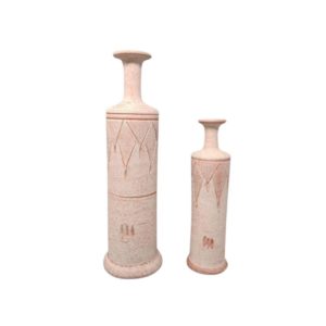 1970s Amazing Pair of Vases in Ceramic in Antique Pink Color. Made in Italy