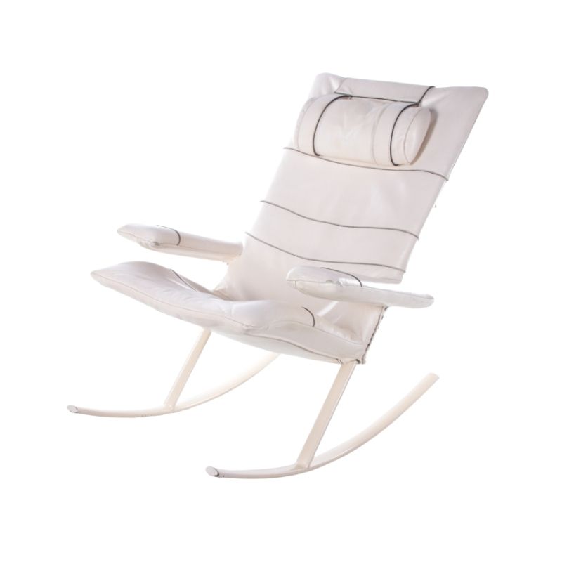 White leather rocking chair Design by Jori, Belgium 1960s