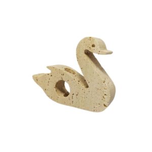 1970s Original Rare Travertine Swan Sculpture designed by Enzo Mari for F.lli Mannelli. Made in Italy