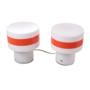 Set of 2 white glass table lamps by Pukeberg Sweden, 1960s