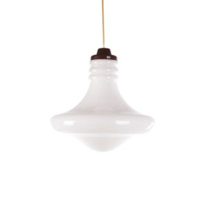 Vintage white glass pendant lamp, 1960s