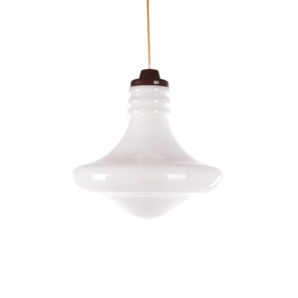Vintage white glass pendant lamp, 1960s