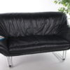 Italian Black leather Postmodern 2 seater sofa, 1970s