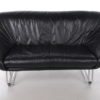 Italian Black leather Postmodern 2 seater sofa, 1970s