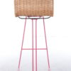 Italian set of 3 barstools made of cane and metal by Cidue, 1980s Italian set of 3 barstools made of cane and metal by Cidue, 1980s