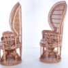 Set of two King Sized Emmanuelle Peacock Chairs with side table Set of two King Sized Emmanuelle Peacock Chairs with side table