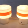 Set of 2 white glass table lamps by Pukeberg Sweden, 1960s Set of 2 white glass table lamps by Pukeberg Sweden, 1960s