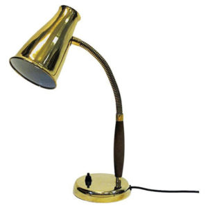 Lovely brass and teak table lamp by Einar Bäckström, Sweden 1950s