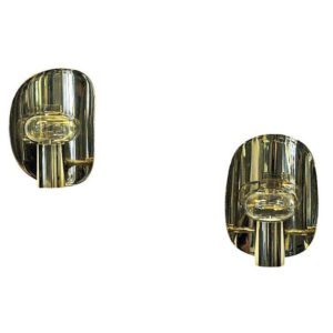 Norwegian vintage pair of Brass Wall Candleholders by Odel Messing 1960s