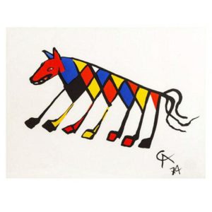 1970s Original Astonishing Calder "Beastie" Limited Edition Print Lithograph (Braniff Airplines)