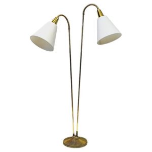 Swedish Brass floor lamp mod E771 by Sonja Katzin for ASEA 1950s