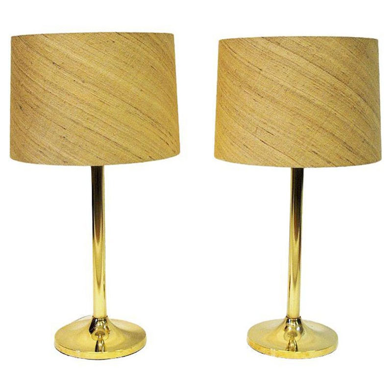 Classic Swedish Brass Table Lamp Pair, Swedish Table Lamps