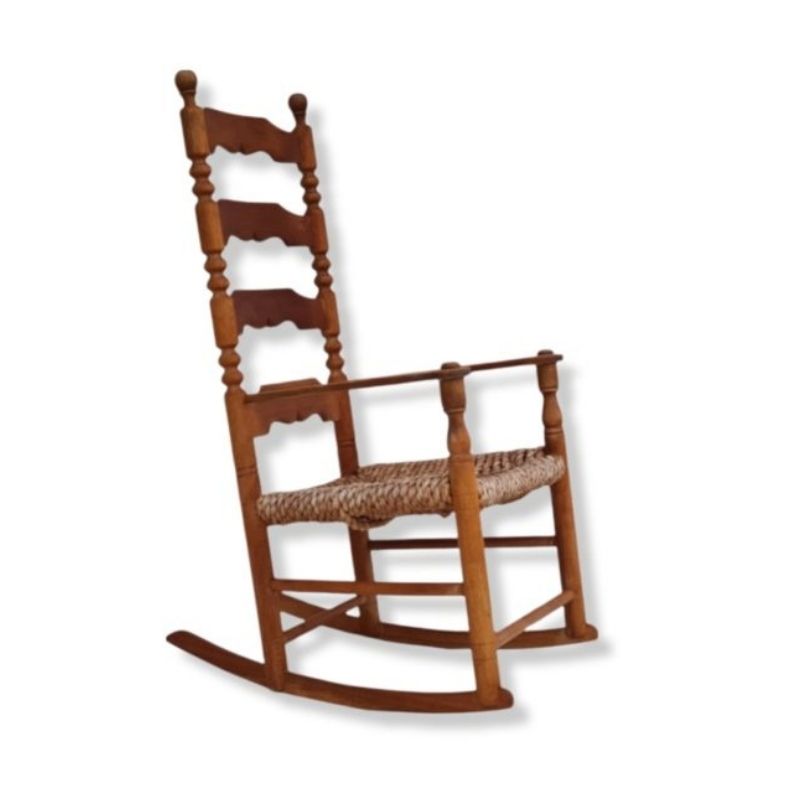 Danish design, 60s, rockingchair, oak wood, natural fiber, original condition