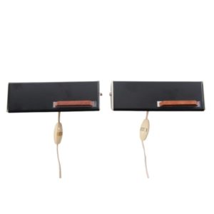 Vintage night lights set of 2 made of metal and teak wood, 60s