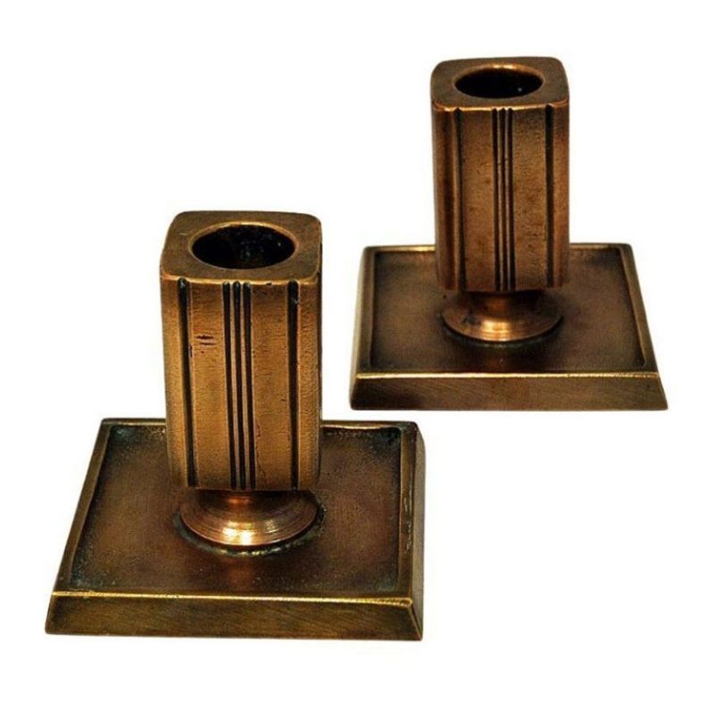 Lovely bronze candleholder pair by GAB Sweden 1930s