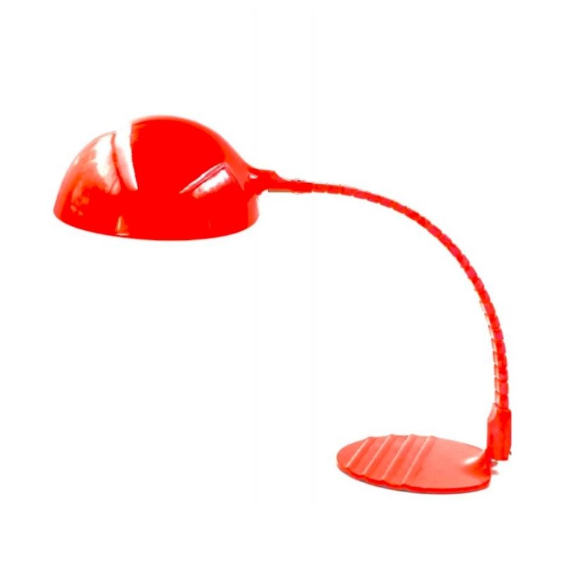 Elio Martinelli, Flex Calotta mod. 660 bright red table / desk lamp, Martinelli Luce Italy, 1972