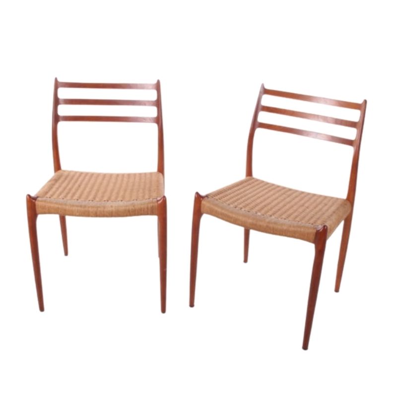 Set of two Niels Moller chairs model 78 Made by J.L.Mollers, 60 Denmark.