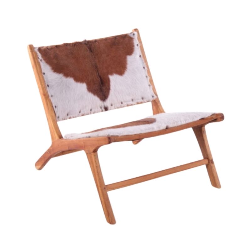 Beautiful Vintage Relax chair upholstered with cowhide, 1970.