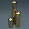 Scandinavian vintage set of three Brass Candleholders with glass shades 1960s