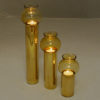 Scandinavian vintage set of three Brass Candleholders with glass shades 1960s