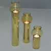 Scandinavian vintage set of three Brass Candleholders with glass shades 1960s